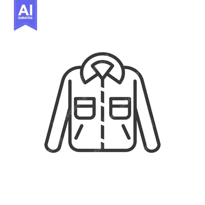 Aset desain premium: Line art illustration of a collared jacket with two pockets