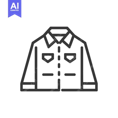 Aset premium populer: Line Art Illustration of a Collared Shirt with Two Pockets