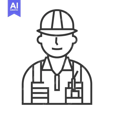 Aset premium populer: Line Art Illustration of a Construction Worker