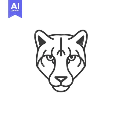Aset desain premium: Line Art Illustration of a Cougar's Face