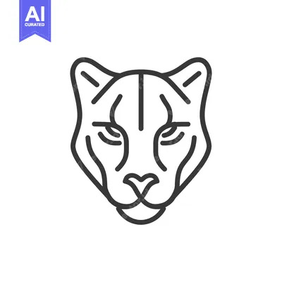 Aset desain premium: Line Art Illustration of a Cougar's Face