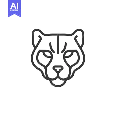 Aset premium populer: Line Art Illustration of a Cougar's Face