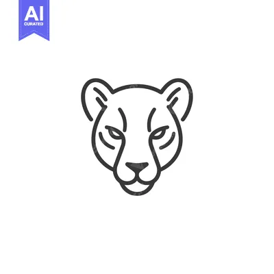 Aset premium populer: Line Art Illustration of a Cougar's Head
