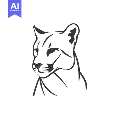 Aset premium populer: Line art illustration of a cougar's head