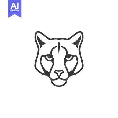 Aset desain premium: Line Art Illustration of a Cougar's Head