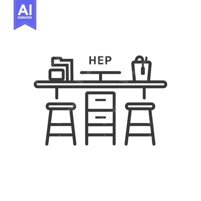 Aset desain premium: Line Art Illustration of a Counter with Stools