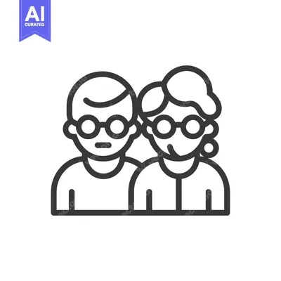 Popular premium asset: Line art illustration of a couple wearing glasses