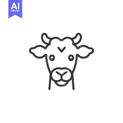 Aset premium populer: Line Art Illustration of a Cow's Face