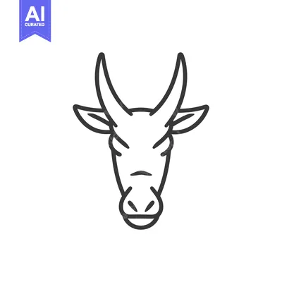 Aset premium populer: Line Art Illustration of a Cow's Head