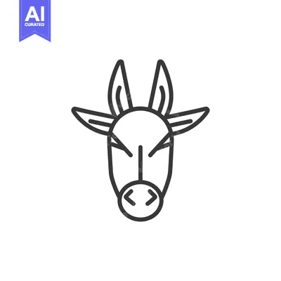 Aset desain premium: Line Art Illustration of a Cow's Head