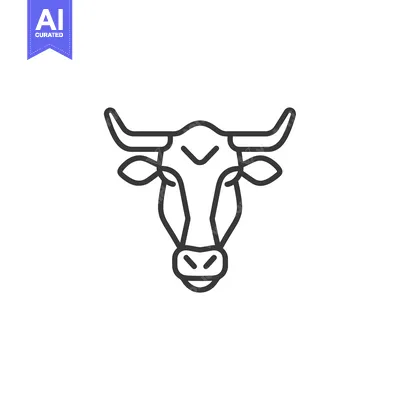 Aset premium populer: Line art illustration of a cow's head
