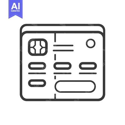 Aset premium populer: Line art illustration of a credit card with a chip and a signature fie