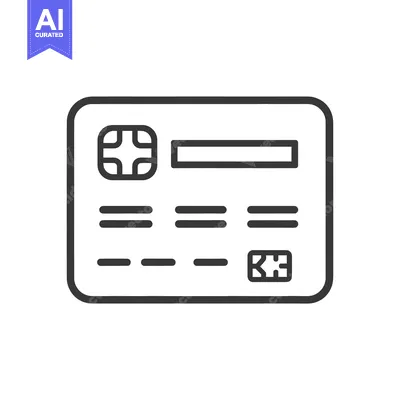 Premium design asset: Line Art Illustration of a Credit Card with a Chip and Magnetic Strip