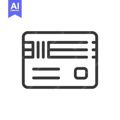 Aset premium populer: Line art illustration of a credit card with lines and a chip
