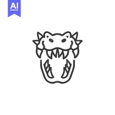 Aset premium populer: Line art illustration of a crocodile's open mouth with sharp teeth