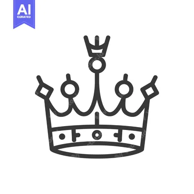 Aset desain premium: Line Art Illustration of a Crown with a Jewel Top
