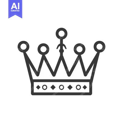 Aset desain premium: Line Art Illustration of a Crown with a Single Point