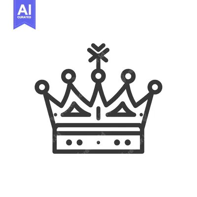 Aset desain premium: Line Art Illustration of a Crown with a Star on Top