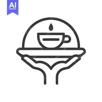 Popular premium asset: Line Art Illustration of a Cup of Coffee on a Tray Held by Hands