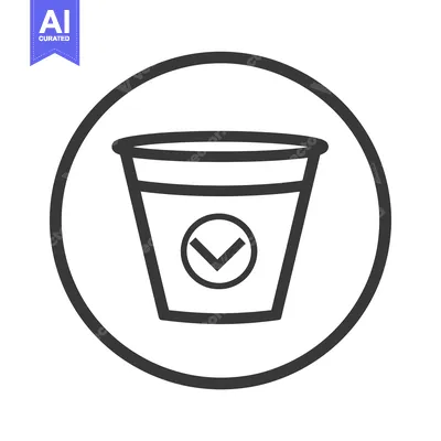 Aset desain premium: Line Art Illustration of a Cup with a Checkmark Inside a Circle