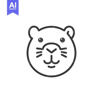 Aset desain premium: Line Art Illustration of a Cute Animal Face
