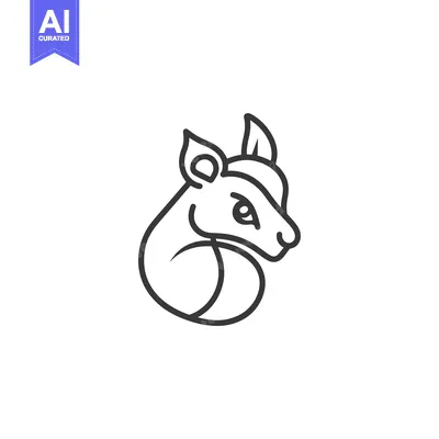 Premium design asset: Line Art Illustration of a Cute Cartoon Animal with Large Ears