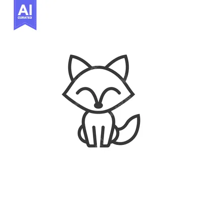 Aset premium populer: Line art illustration of a cute cartoon fox sitting