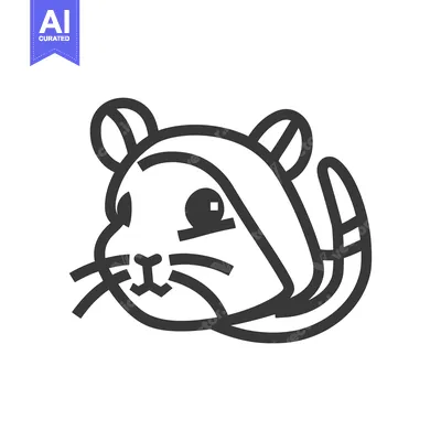 Premium design asset: Line Art Illustration of a Cute Cartoon Mouse