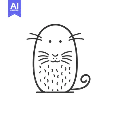 Aset premium populer: Line Art Illustration of a Cute Cartoon Mouse with a Curly Tail