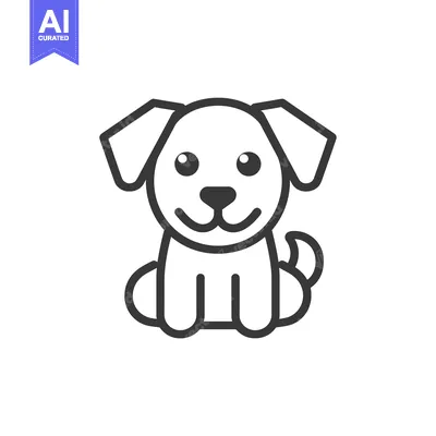Aset desain premium: Line art illustration of a cute dog sitting