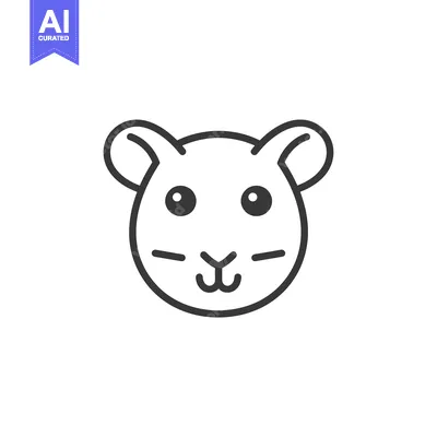 Aset premium populer: Line Art Illustration of a Cute Hamster Face