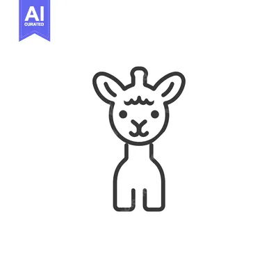 Aset premium populer: Line Art Illustration of a Cute Llama