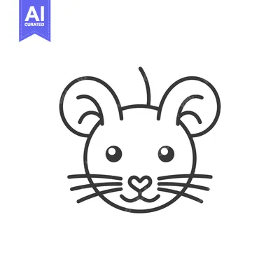 Aset desain premium: Line art illustration of a cute mouse face