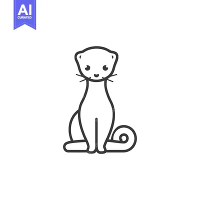 Popular premium asset: Line art illustration of a cute sitting ferret