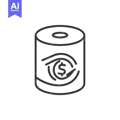 Aset premium populer: Line Art Illustration of a Cylinder with a Dollar Sign in a Circle