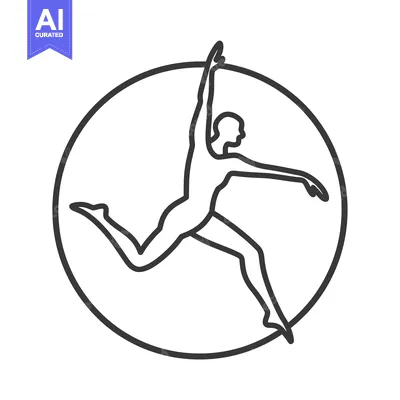 Premium design asset: Line Art Illustration of a Dancer Leaping Through a Circle