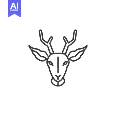 Aset desain premium: Line Art Illustration of a Deer Head with Antlers