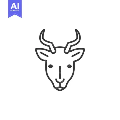 Premium design asset: Line Art Illustration of a Deer's Face with Antlers