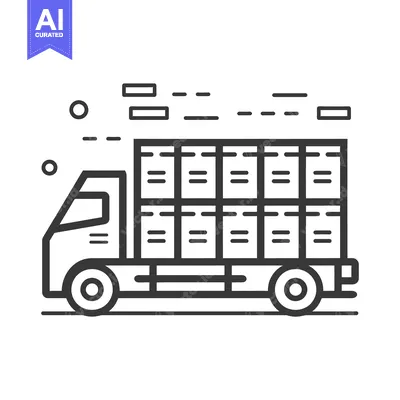 Premium design asset: Line Art Illustration of a Delivery Truck in Motion