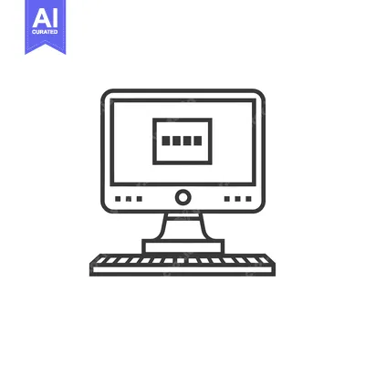 Aset premium populer: Line Art Illustration of a Desktop Computer with a Keyboard