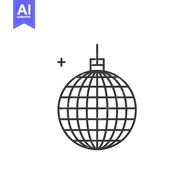 Line Art Illustration of a Disco Ball