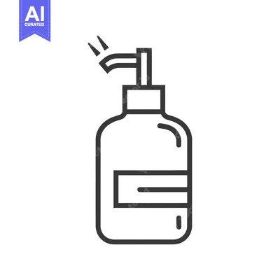 Aset desain premium: Line Art Illustration of a Dispenser Bottle with a Pump