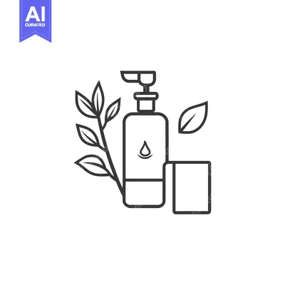 Aset premium populer: Line Art Illustration of a Dispenser Bottle with a Soap Bar and Leaves