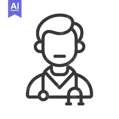 Aset premium populer: Line art illustration of a doctor with a stethoscope