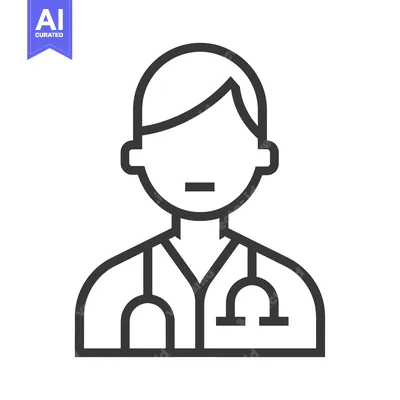 Popular premium asset: Line art illustration of a doctor with a stethoscope