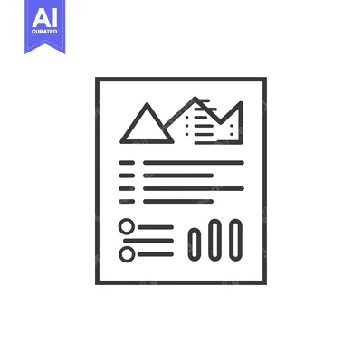 Popular premium asset: Line Art Illustration of a Document with a Mountain Range Graphic, Hor