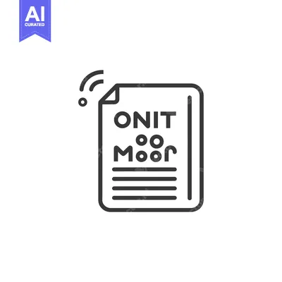 Premium design asset: Line art illustration of a document with the text "ONIT" and "Moor" wr
