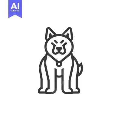 Premium design asset: Line Art Illustration of a Dog with a Collar