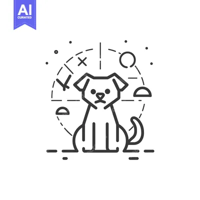 Aset premium populer: Line Art Illustration of a Dog with Geometric Shapes