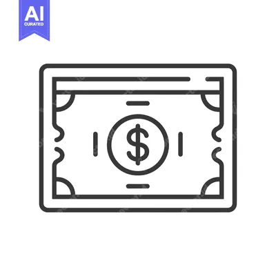 Premium design asset: Line Art Illustration of a Dollar Bill